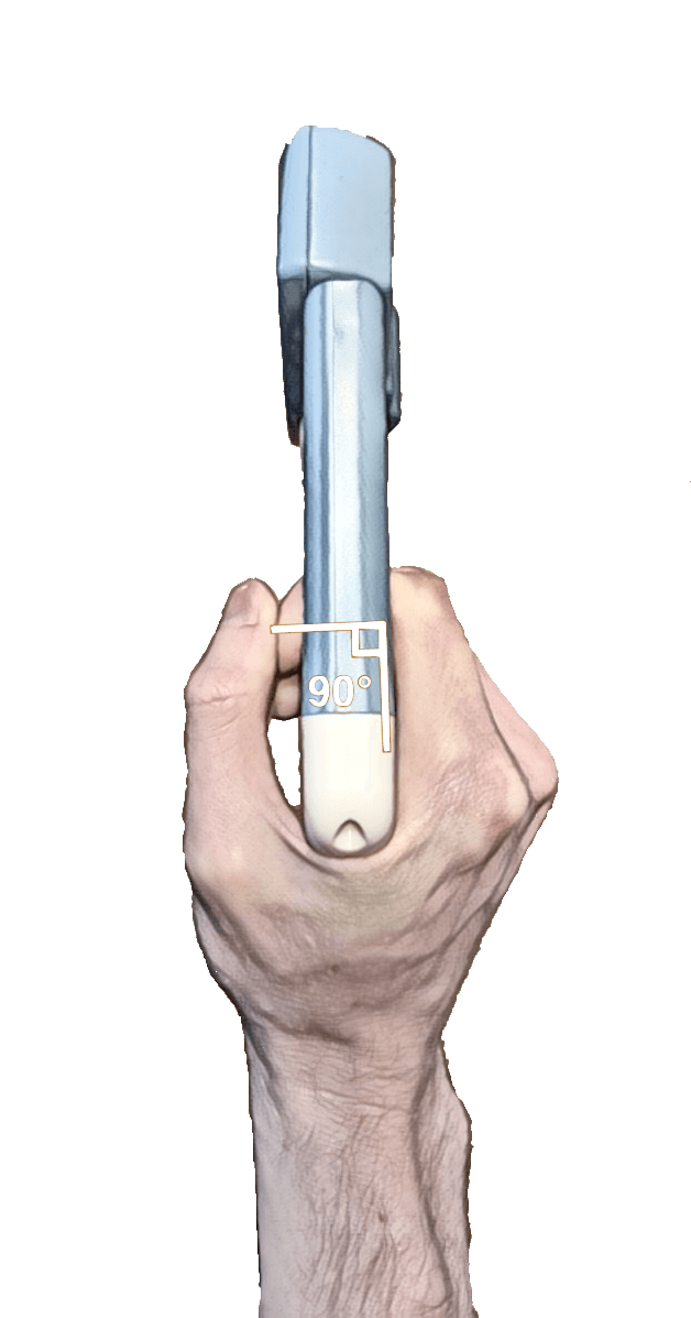 index finger at right-angle grip size
